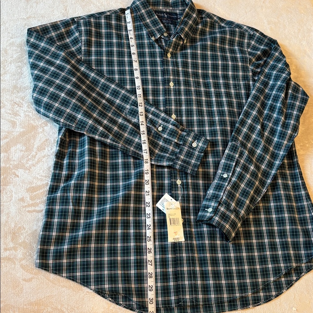 Ralph Lauren “Custom Fit” Blue Plaid Button Down Mens Shirt Size XL NWT New - Picture 5 of 15